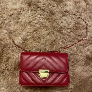 Elegant Red Quilted Shoulder Bag